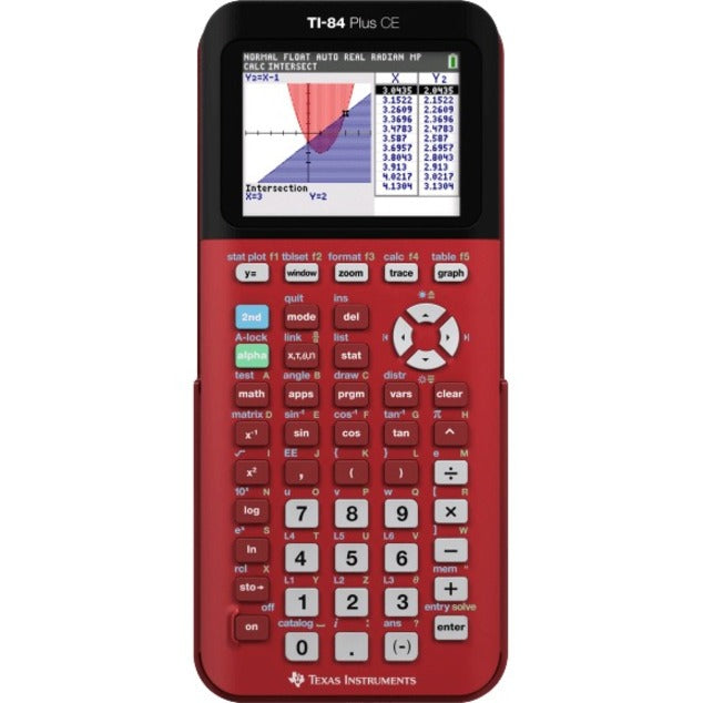 Texas Instruments 84PLCE/TBL/1L1/ZE TI-84 Plus CE Graphing Calculator, Backlit Display, Impact Resistant Cover, Radical Red