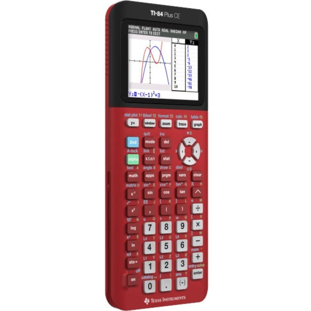 Texas Instruments 84PLCE/TBL/1L1/ZE TI-84 Plus CE Graphing Calculator, Backlit Display, Impact Resistant Cover, Radical Red