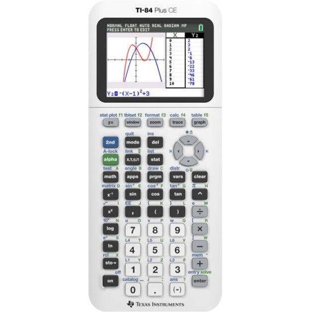Texas Instruments 84PLCE/TBL/1L1/ZF TI-84 Plus CE Graphing Calculator, Clock, Date/Time Display, Impact Resistant Cover, Backlit Display