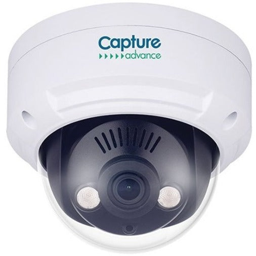 White dome security camera with Capture Advance branding, featuring dual IR LED sensors and anti-vandal housing-alternate-image1