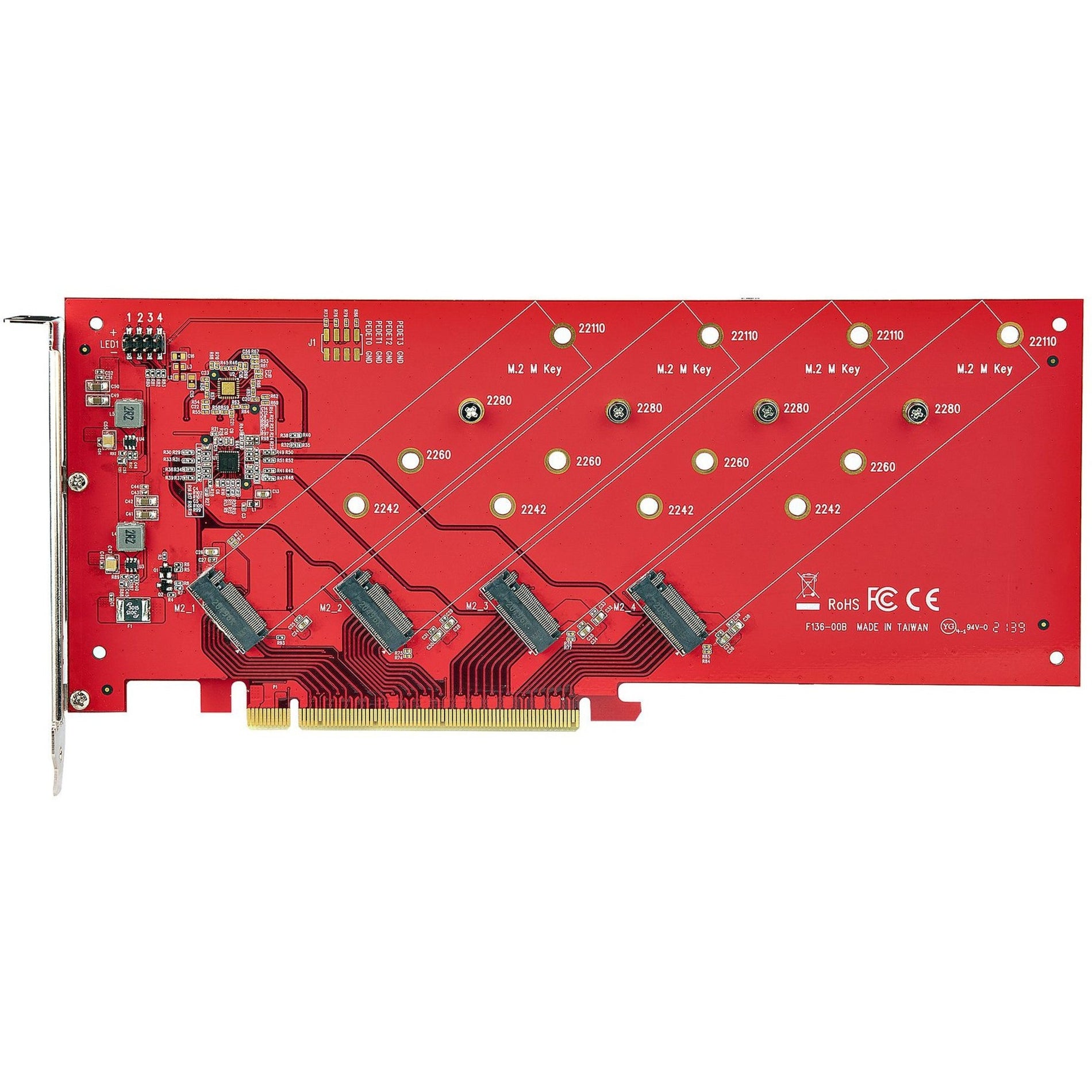 StarTech.com QUAD-M2-PCIE-CARD-B Quad M.2 PCIe Adapter Card, x16 Quad NVMe or AHCI M.2 SSD to PCI Express 4.0, Up to 7.8GBps/Drive