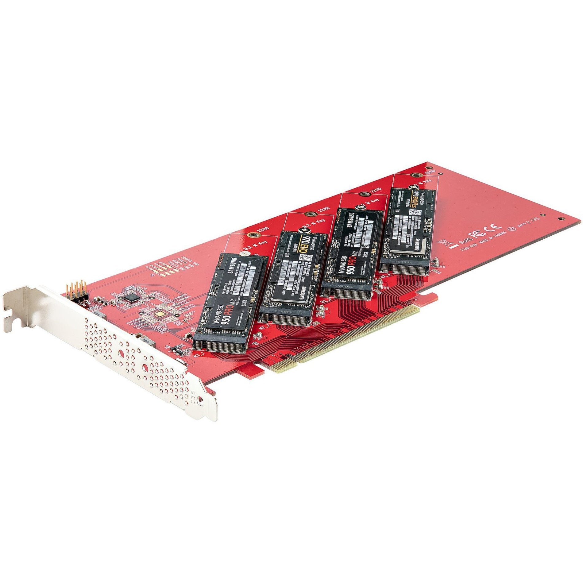 StarTech.com QUAD-M2-PCIE-CARD-B Quad M.2 PCIe Adapter Card, x16 Quad NVMe or AHCI M.2 SSD to PCI Express 4.0, Up to 7.8GBps/Drive