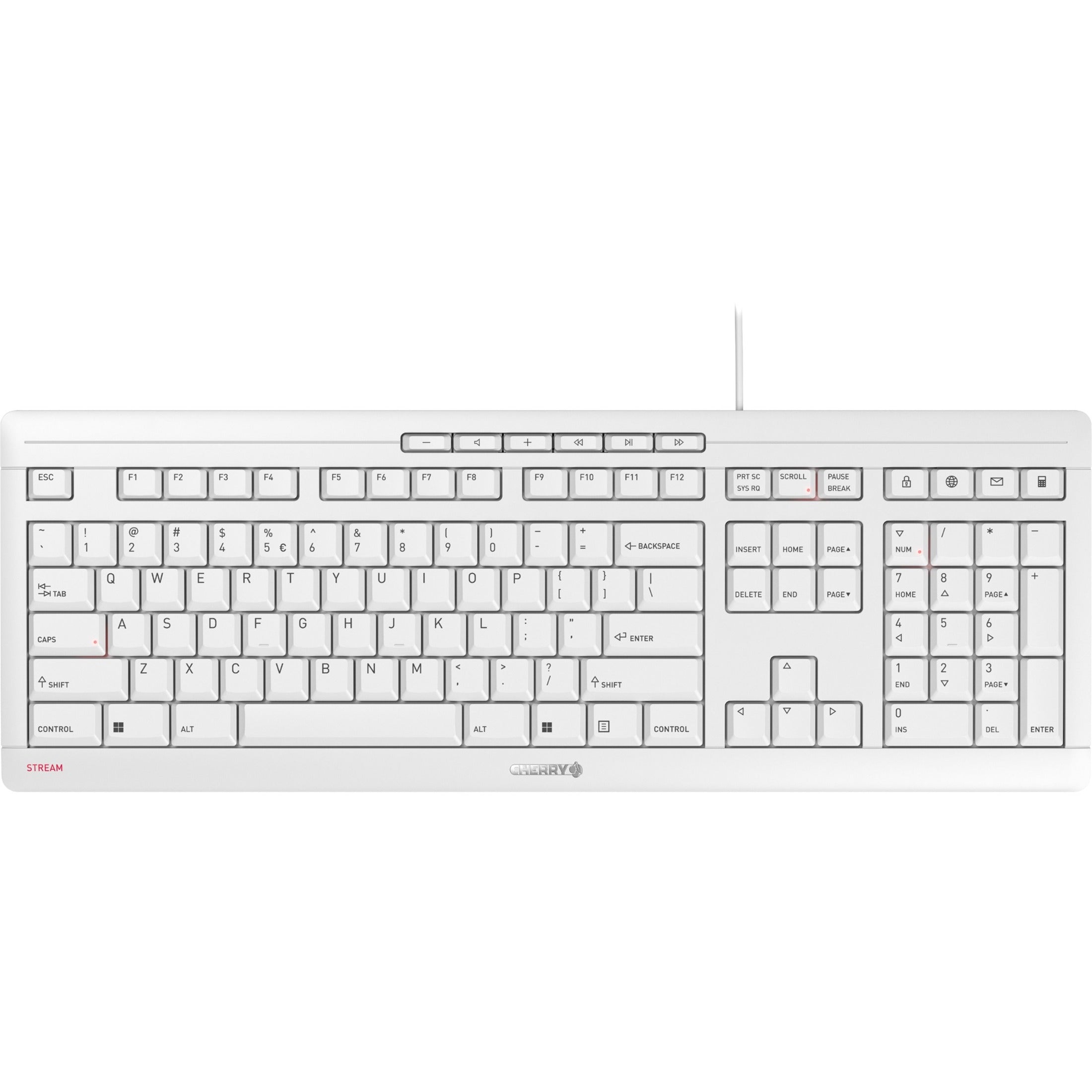 CHERRY JK-8500GB-0 STREAM Keyboard, Spill Resistant, Abrasion Resistant, USB Connectivity
