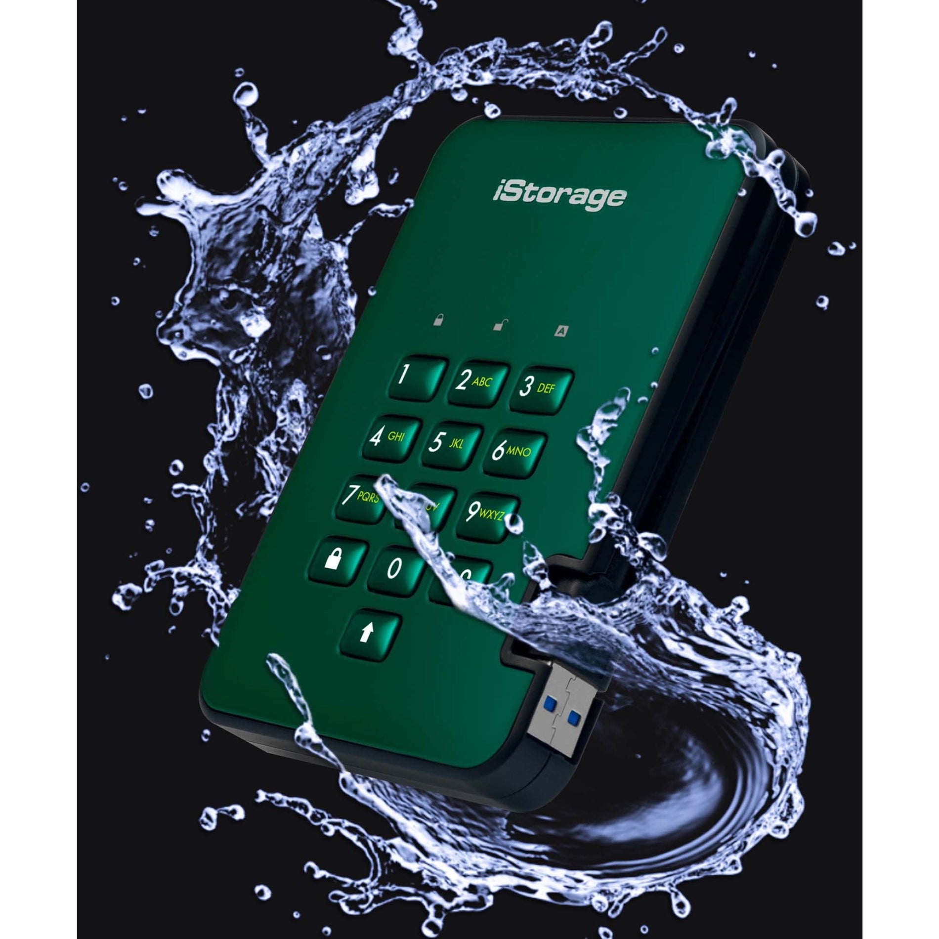 iStorage diskAshur2 16 TB Portable Rugged Solid State Drive - 2.5" External - Green - TAA Compliant (IS-DA2-256-SSD-16000-GN) Alternate-Image8 image