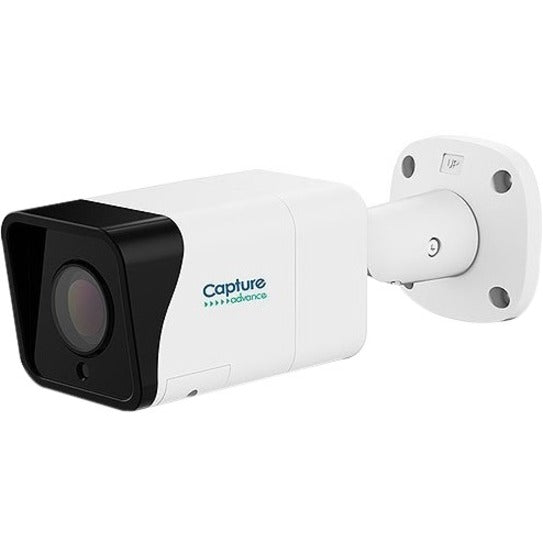 White bullet-style security camera with black front housing mounted on wall bracket showing 5MP motorized varifocal lens-alternate-image1
