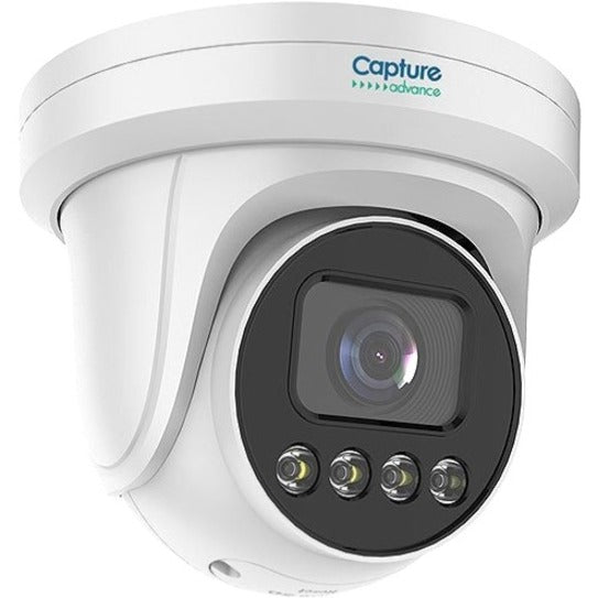 White Capture Advance turret security camera with 5MP resolution, featuring built-in IR LEDs and motorized varifocal lens-alternate-image1