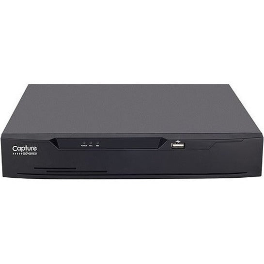 Front view of Capture Advance R2-HDDVR4C2T 4-channel HD DVR showing sleek black chassis design with USB port and status indicators-alternate-image1