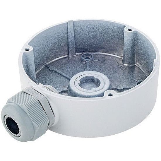 White circular junction box with waterproof cable gland entry point showing internal mounting structure-alternate-image1