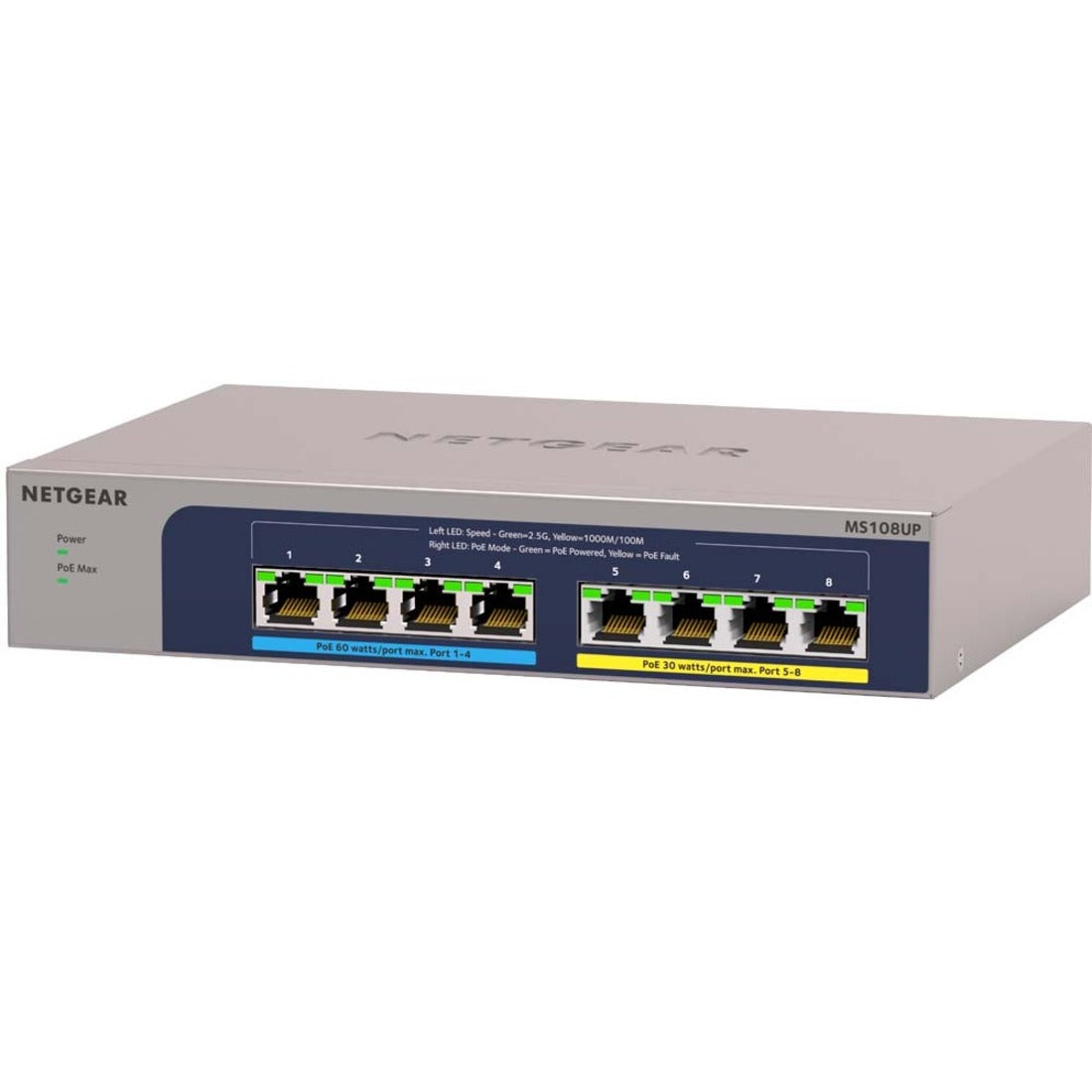 Netgear MS108UP-100NAS 8-port Ultra60 PoE++ Multi-Gigabit Ethernet Plus Switch, 2.5GBase-T, 230W PoE Budget