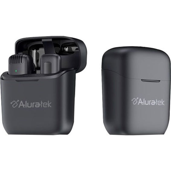 Aluratek AWLML01F Wireless Lightning Vlogging Lapel Microphone with Charging Case, Black