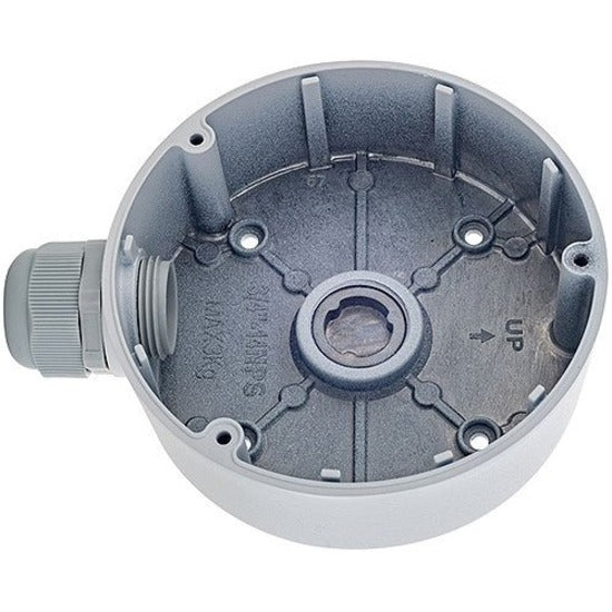 Interior view of the R2-JNCBX657 waterproof junction box showing circular mounting pattern and cable entry point-alternate-image1
