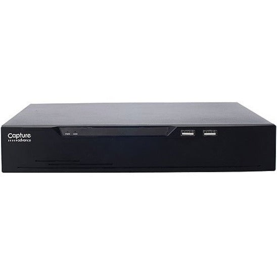 Front view of Capture Advance R2-NVR4C2TB Network Video Recorder featuring a black metal housing with USB ports-alternate-image1
