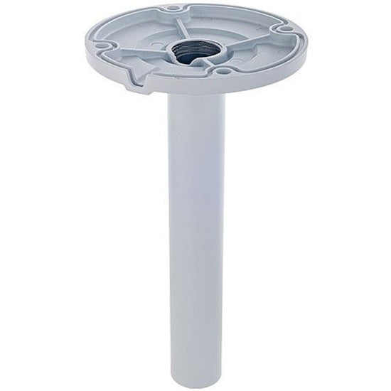 White aluminum pendant mount with circular mounting plate and extended pole for security camera installation-alternate-image1
