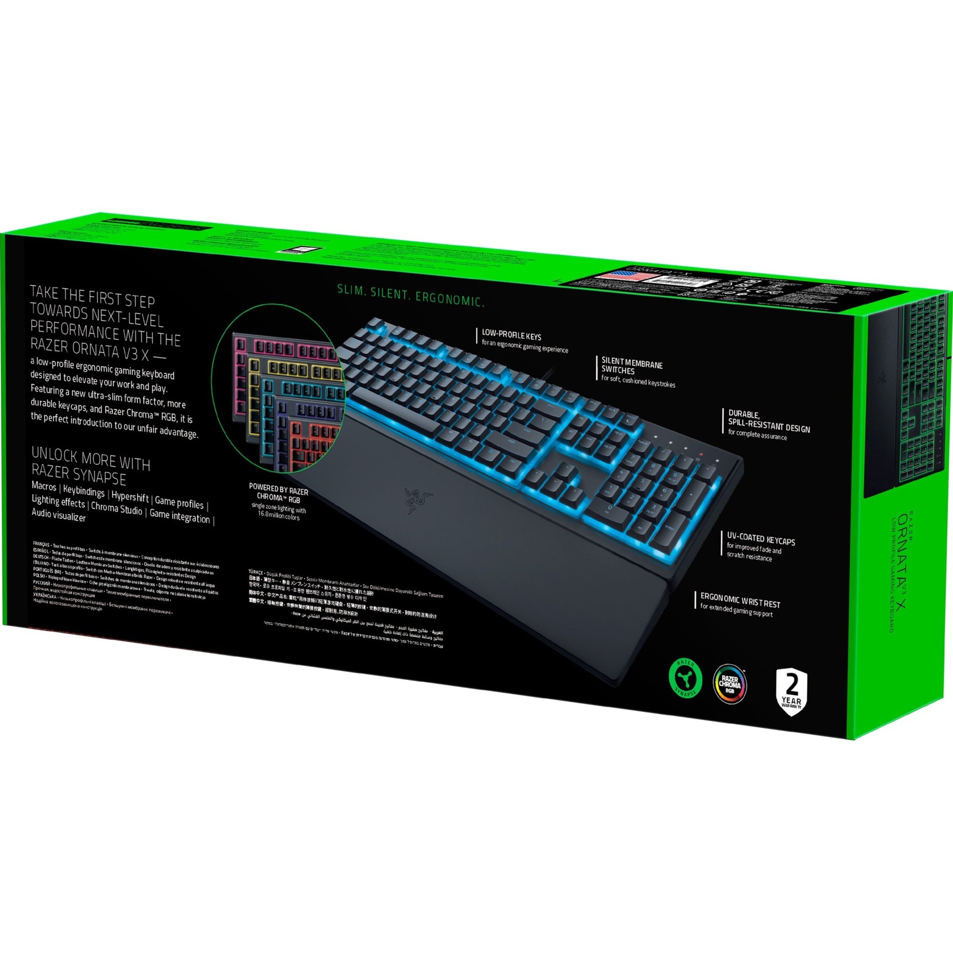 Razer RZ03-04470200-R3U1 Ornata V3 X Low-profile Gaming Keyboard, RGB Backlight, 2 Year Warranty