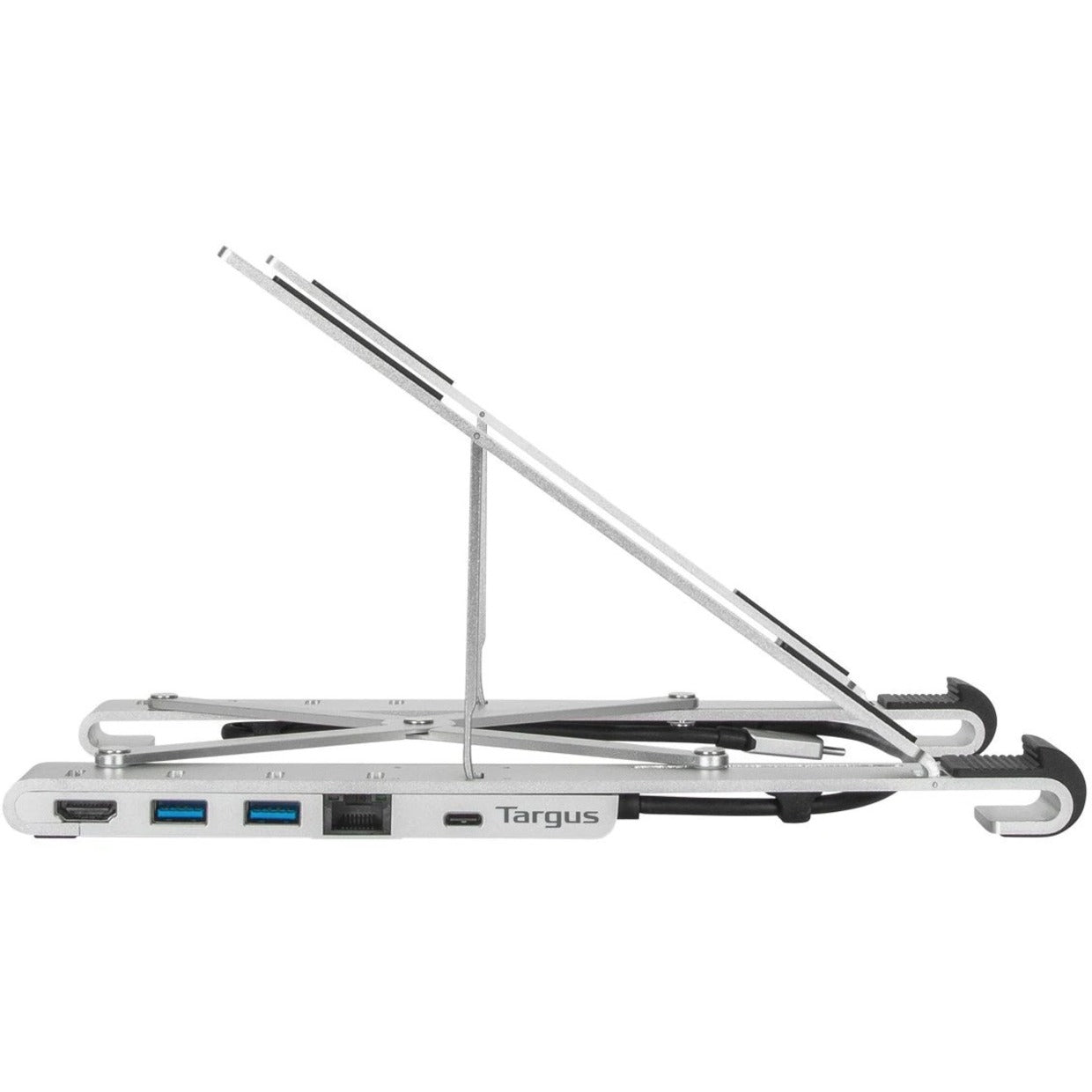 Targus AWU100005GL Portable Stand with Integrated Dock, 4K Screen Mode Supported, Gigabit Ethernet, Silver