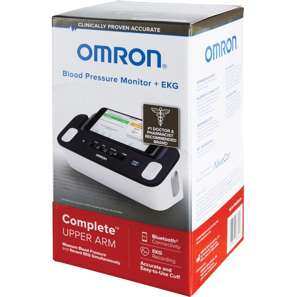 Omron BP7900 Complete Wireless Upper Arm Blood Pressure Monitor + EKG, 5 Year Warranty, Wide-range D-ring Cuff, Bluetooth Connectivity