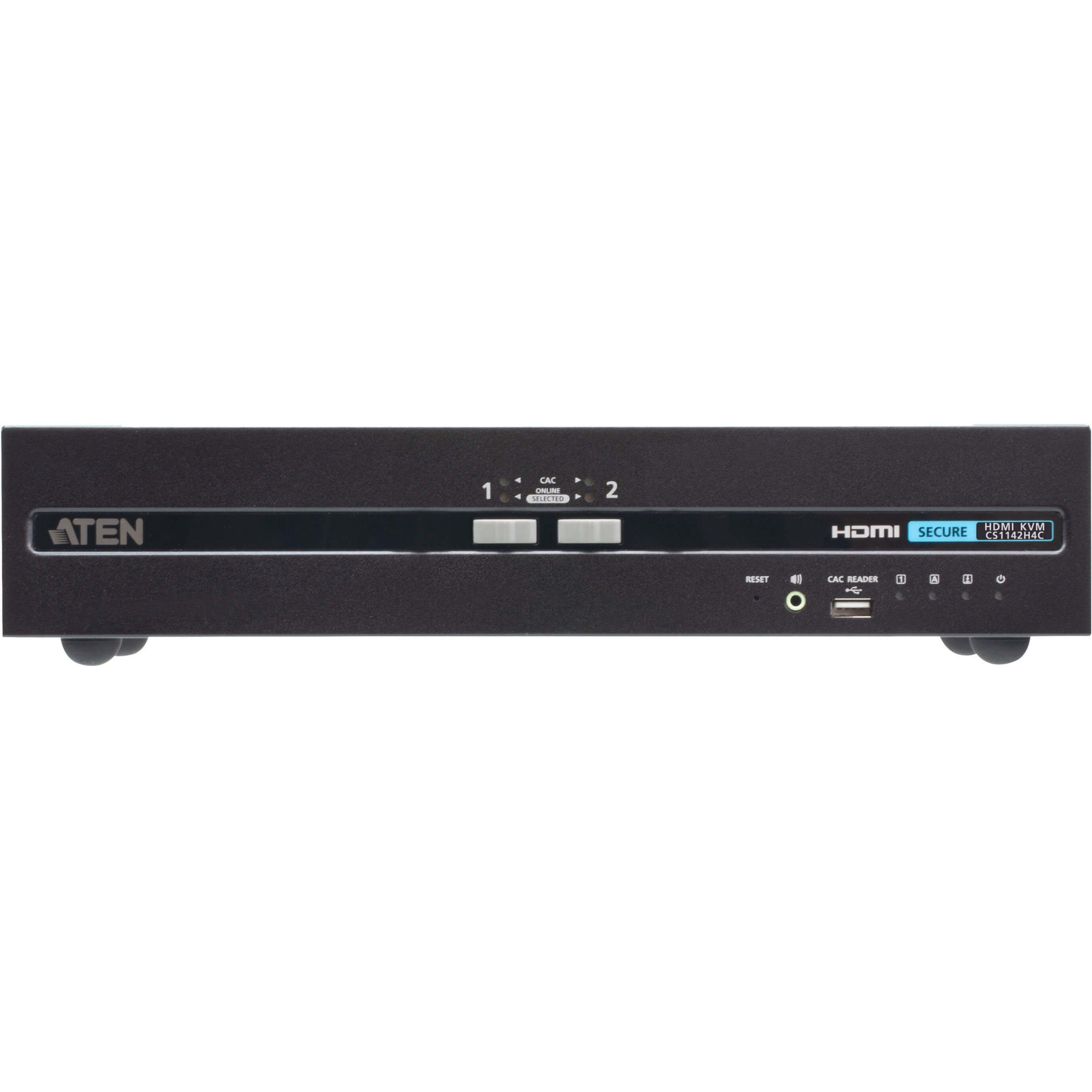 ATEN CS1142H4C 2-Port USB HDMI Dual Display Secure KVM Switch with CAC (PSD PP v4.0 Compliant), 3840 x 2160 Resolution, 3 Year Warranty