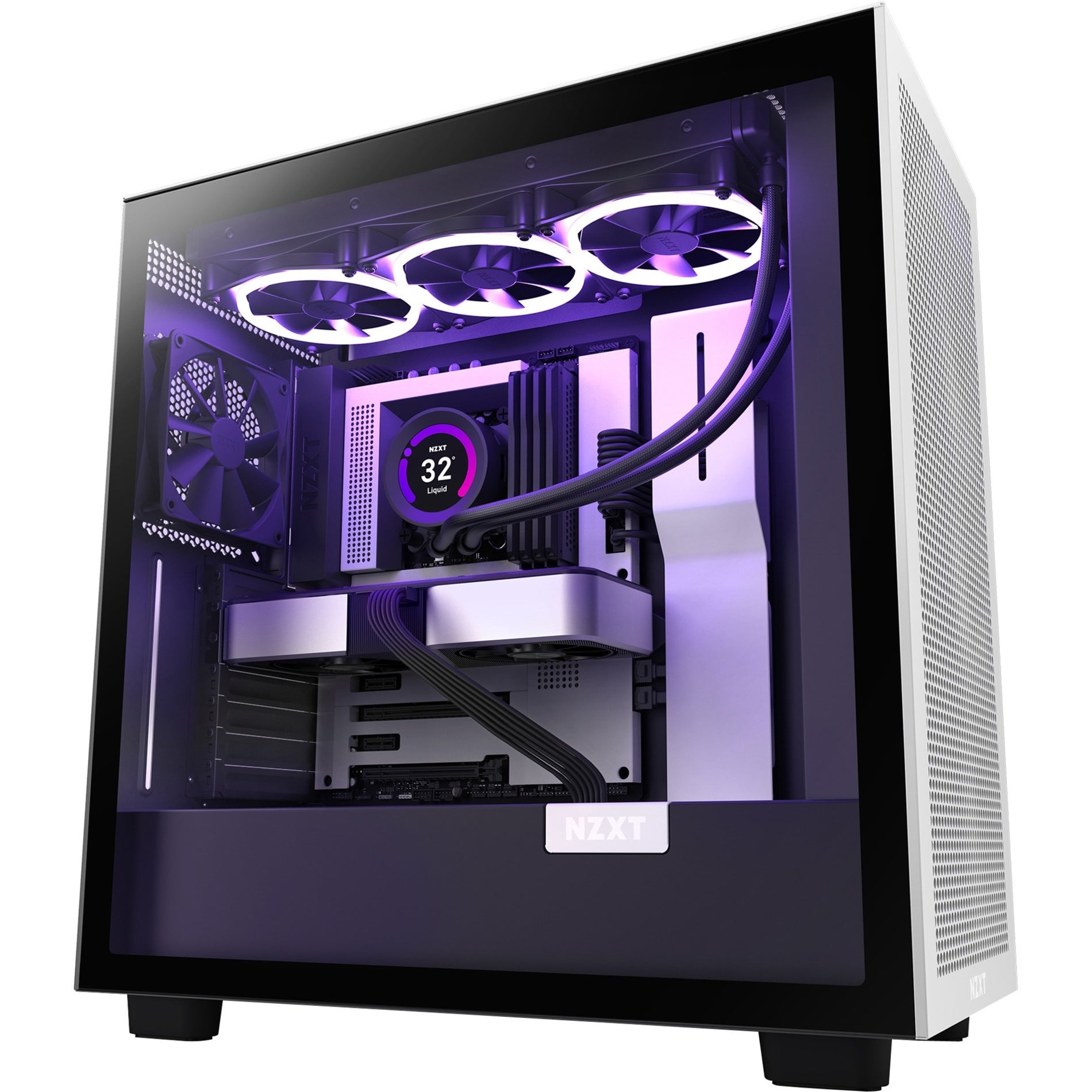NZXT CM-H71FG-01 H7 Flow Mid-Tower Airflow Case, Tempered Glass, Steel, Black, White