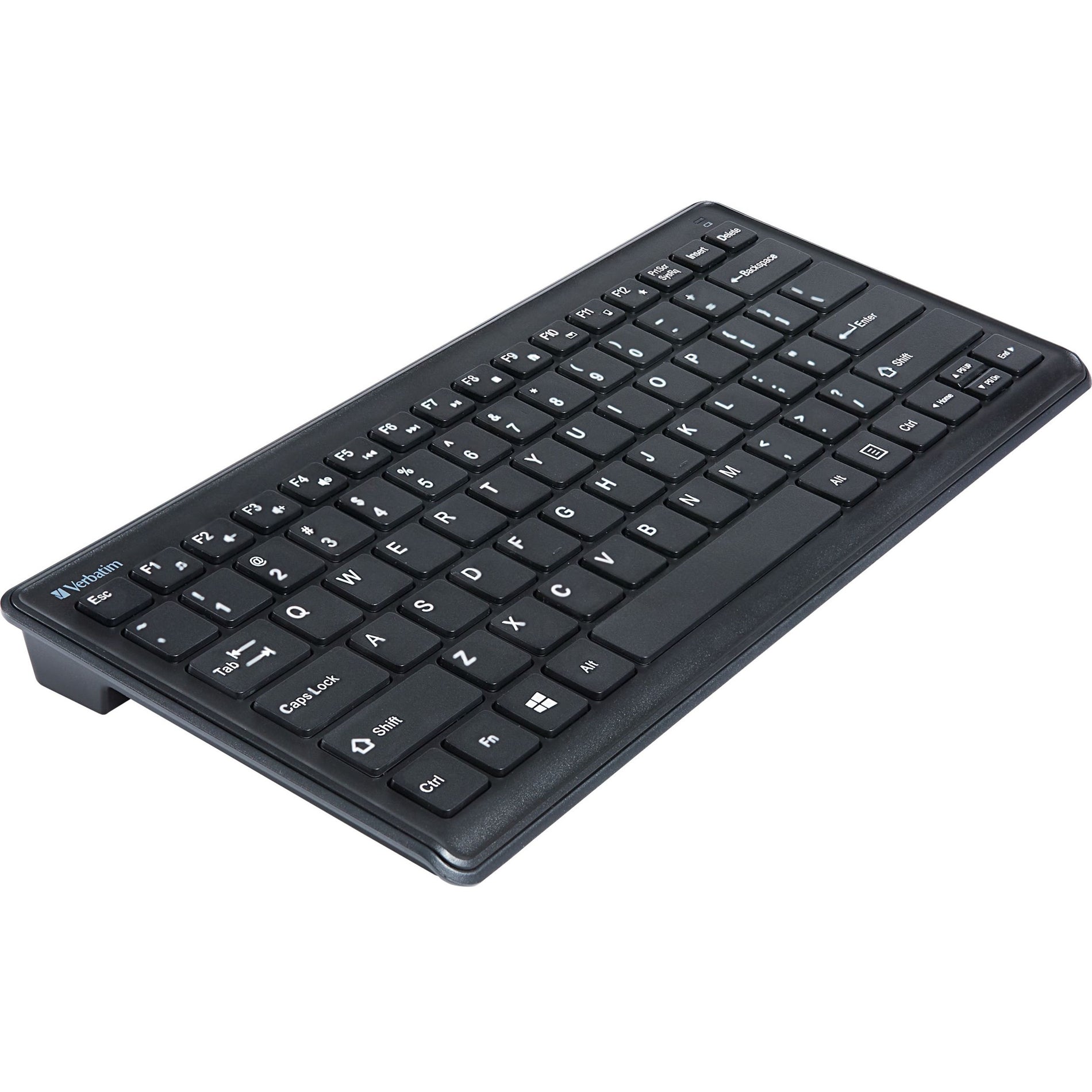 Verbatim 70739 Silent Wireless Compact Keyboard and Mouse, Soft-touch Keys, Low-profile Keys, Adjustable Tilt, Blue LED, 1600 dpi