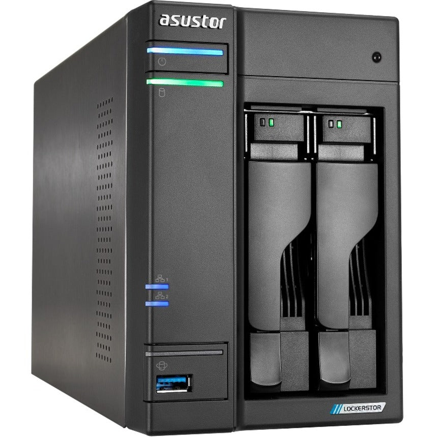 ASUSTOR AS6702T Lockerstor 2 SAN/NAS Storage System, Quad-core, 4GB RAM, 2x 2.5"/3.5" Bays, HDMI, 2x USB 3.2 Gen 2 Ports