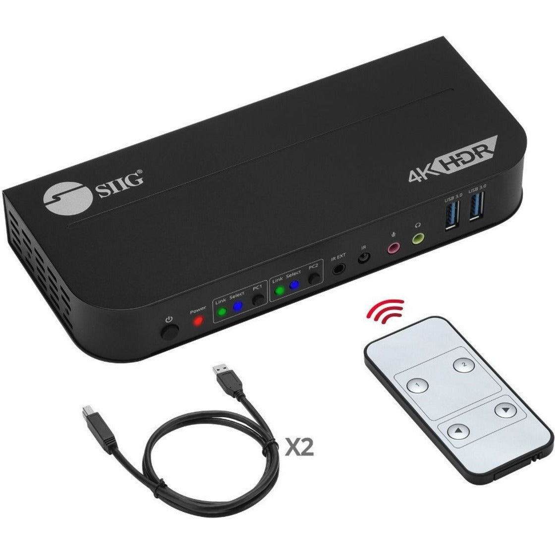 SIIG CE-KV0C11-S1 2x1 DisplayPort 4K KVM USB 3.0 Switch with Remote Control, Plug and Play