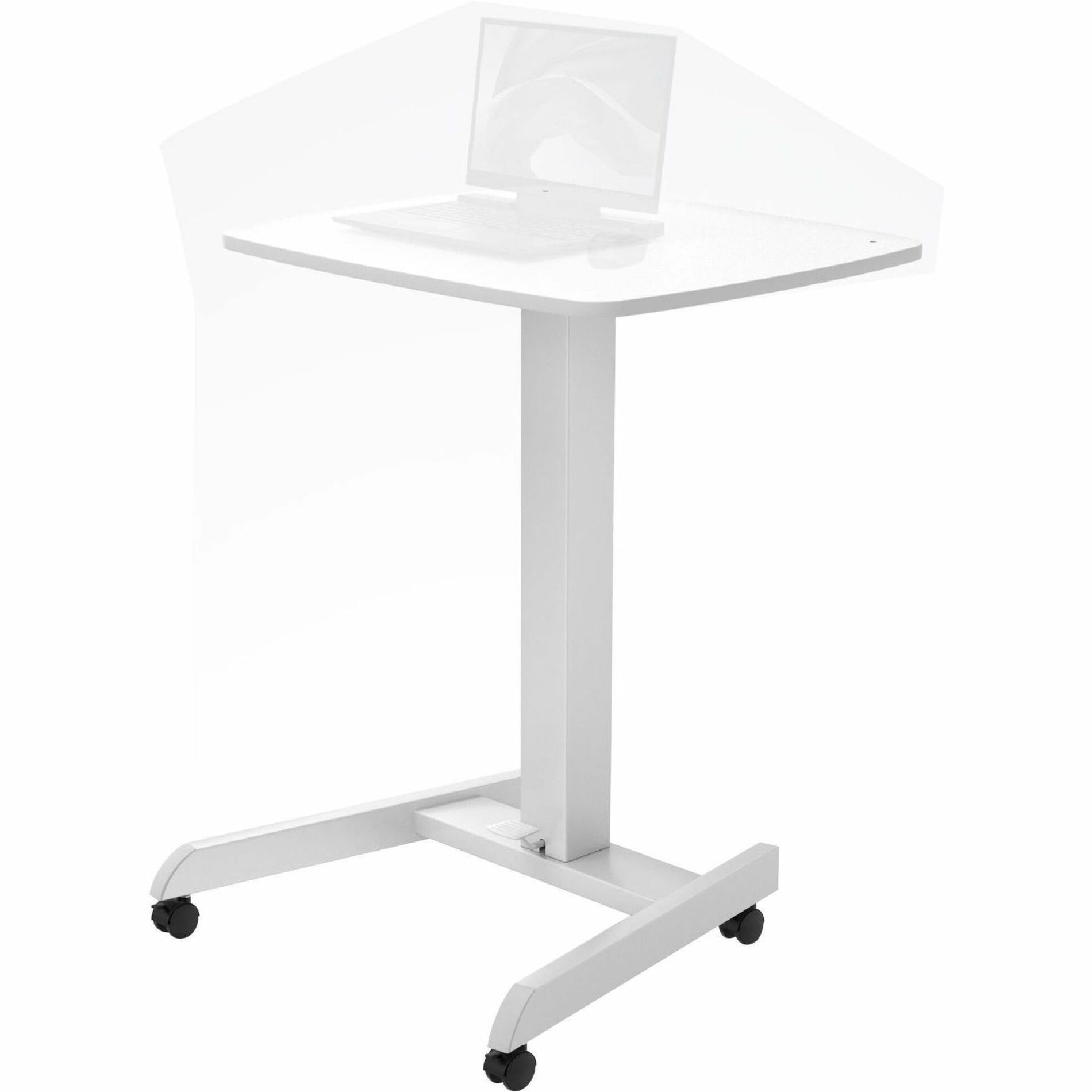 CTA Digital PAD-ARLTD Height-Adjustable Rolling Desk with 2 Grommet VESA Mounts, Compact, Portable, Gas Spring, Adjustable Height, Sturdy, Caster, Locking Casters, Foot Pedal, Articulating Arm, Rotate, Tilt, Cable Management, Smooth, Durable