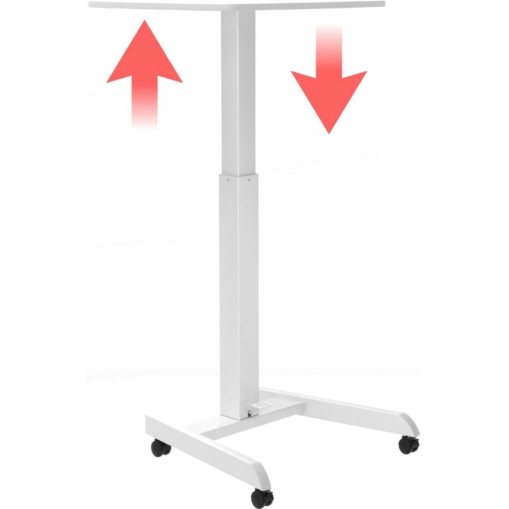 CTA Digital PAD-ARLTD Height-Adjustable Rolling Desk with 2 Grommet VESA Mounts, Compact, Portable, Gas Spring, Adjustable Height, Sturdy, Caster, Locking Casters, Foot Pedal, Articulating Arm, Rotate, Tilt, Cable Management, Smooth, Durable