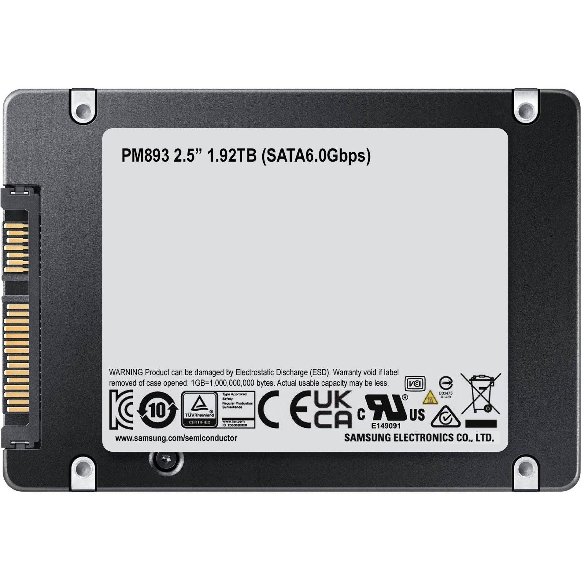 Samsung MZ-7L31T900 PM893 2.5" SATA 1.92TB Solid State Drive, High Performance and Secure Data Storage