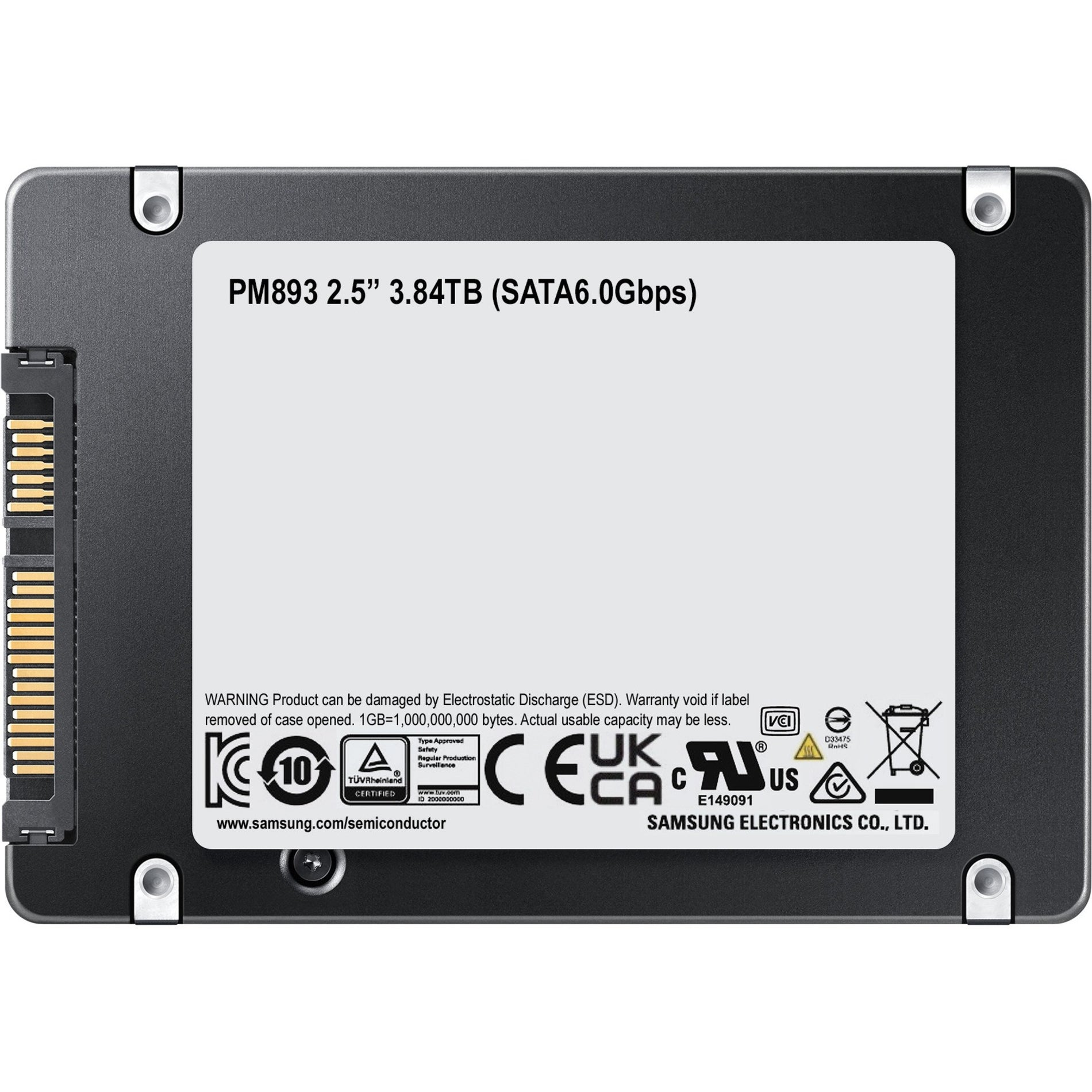 Samsung MZ-7L33T800 PM893 Solid State Drive, 3.84TB SATA6GB/S, High Performance and Data Security