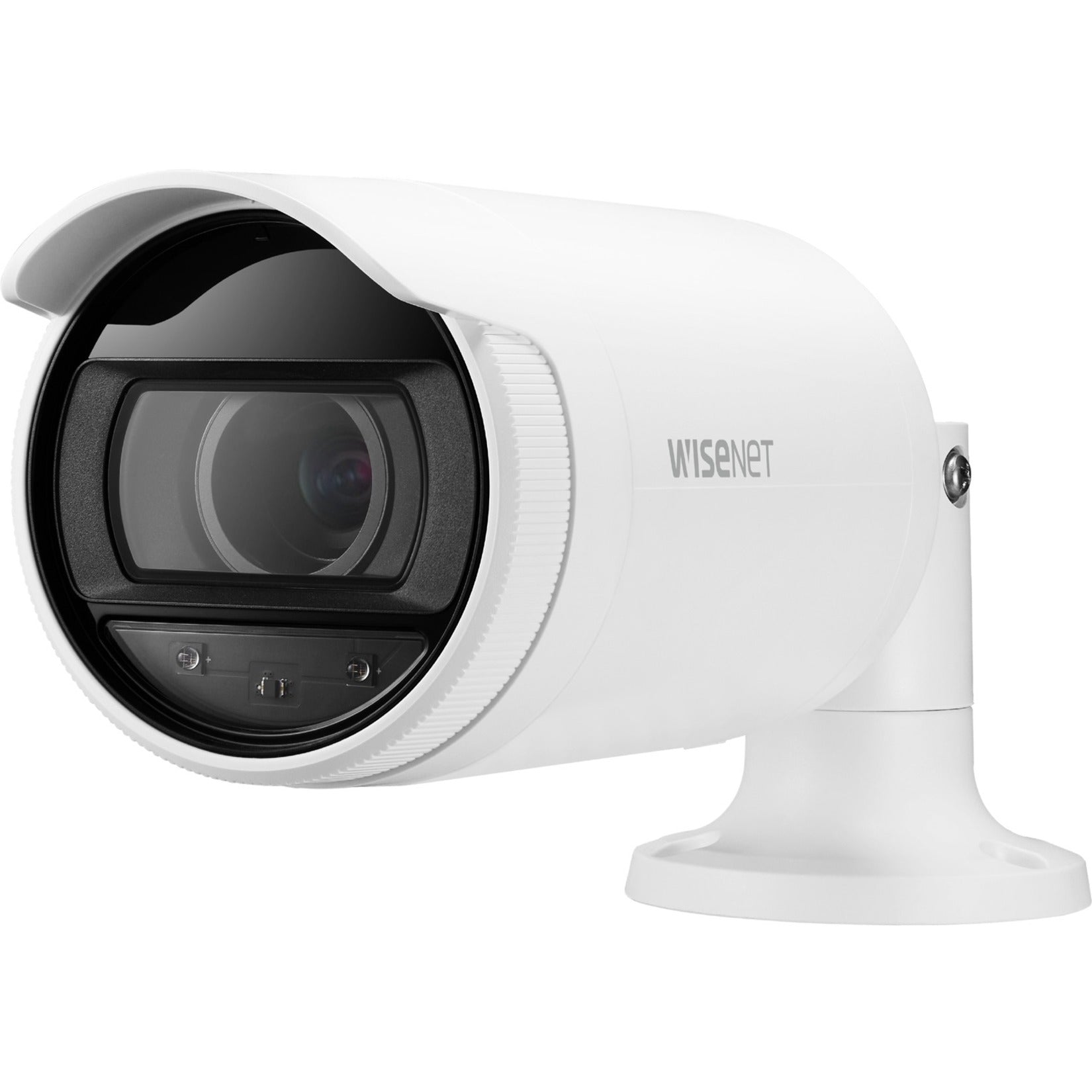 Wisenet ANO-L7082R 4MP IR Bullet Network Camera, Color, Varifocal Lens, 3.1x Optical Zoom, H.265/H.264 Video Formats, 2560 x 1440 Resolution, Memory Card Storage, Motion Detection, IP66 Rated