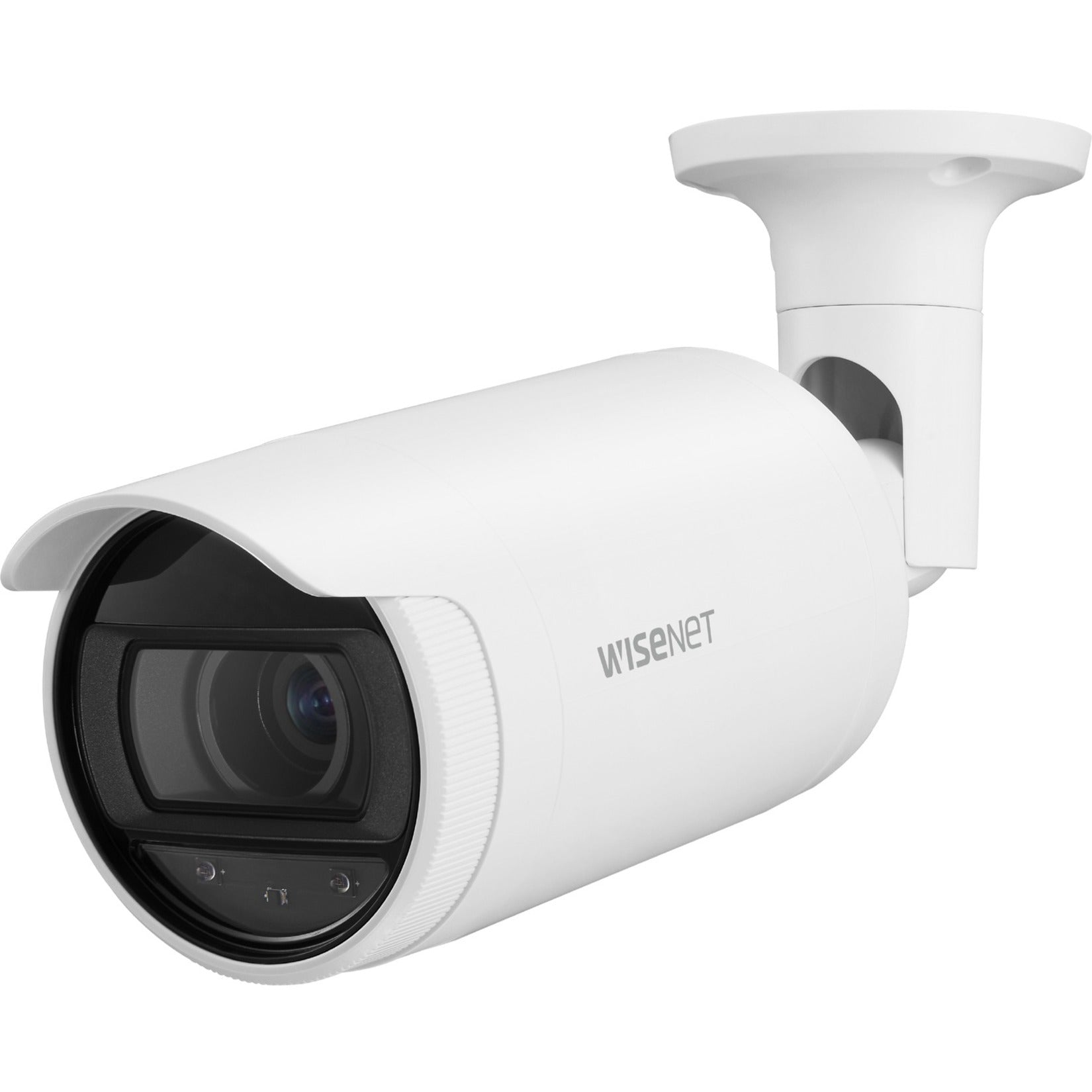 Wisenet ANO-L7082R 4MP IR Bullet Network Camera, Color, Varifocal Lens, 3.1x Optical Zoom, H.265/H.264 Video Formats, 2560 x 1440 Resolution, Memory Card Storage, Motion Detection, IP66 Rated