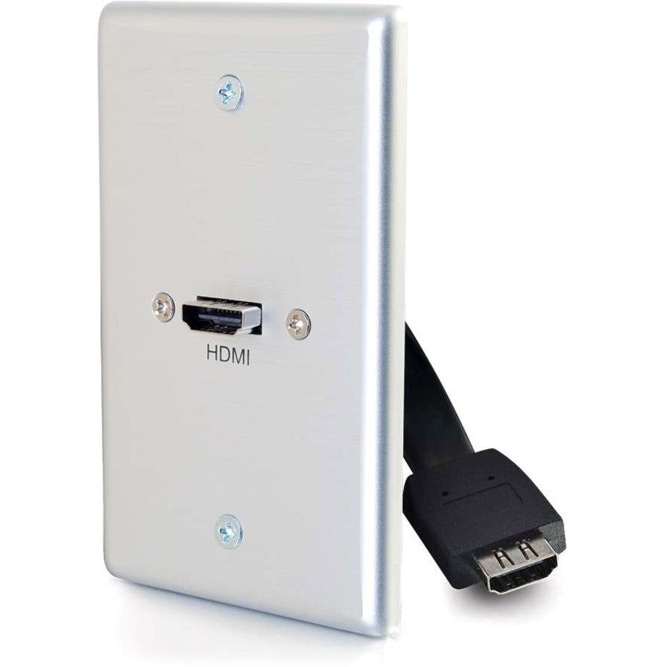 C2G CG39870 Single Gang Wall Plate with HDMI Pigtail Aluminum, Lifetime Warranty, RoHS 2 Certified