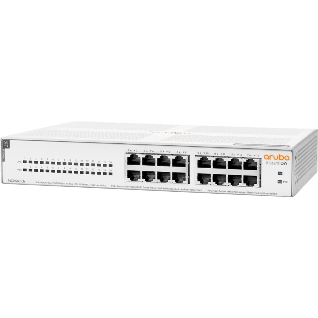Aruba Instant On 1430 16G Class4 PoE 124W Switch, Gigabit Ethernet, 16 Ports