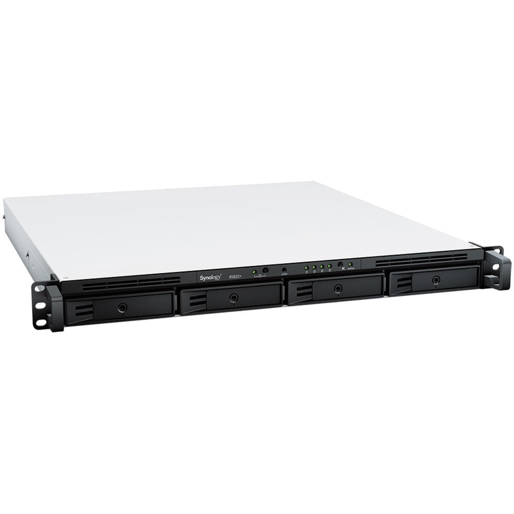 Synology RS822++ RackStation SAN/NAS Storage System, Quad-core Ryzen V1500B, 2GB DDR4, 4-Bay, 1U Rack-mountable