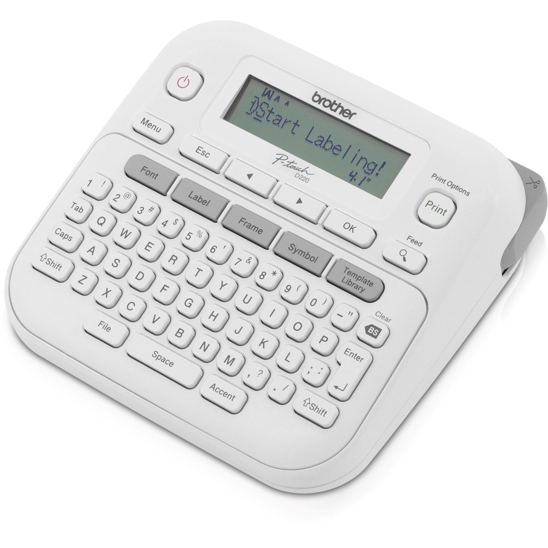 Brother PTD220 P-touch PT-D220 Home/Office Everyday Label Maker, Manual Cutter, QWERTY, Auto Power Off, Built-in Designs Template, Mirror Printing, Vertical Printing, Horizontal Alignment, Auto Numbering, Label Length Setting