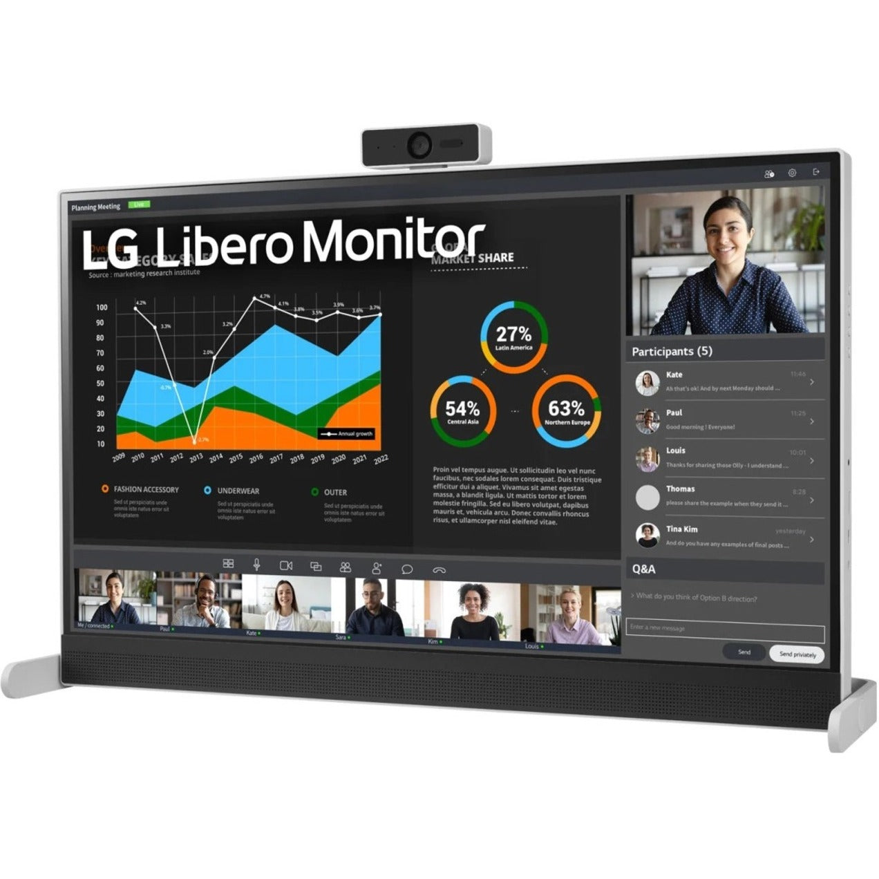 LG 27BQ70QC-S 27 QHD Libero Monitor with Detachable Full HD Webcam, Super Resolution+, HDR, Eye Care Technology
