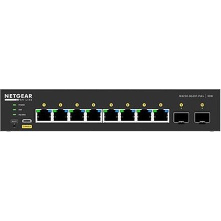 Netgear GSM4210PX-100NAS AV Line M4250 Ethernet Switch, 8-Port Gigabit PoE+, 10GBase-T/10GBase-X, Fanless