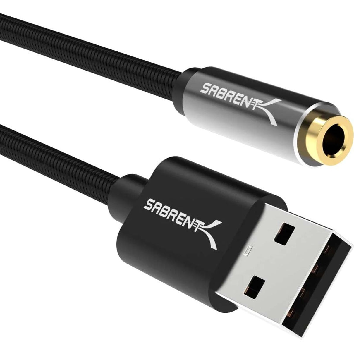 Sabrent CB-UA35 USB Type-A to 3.5mm Audio Jack Active Adapter 20" Cable, Mini-phone/USB, Black