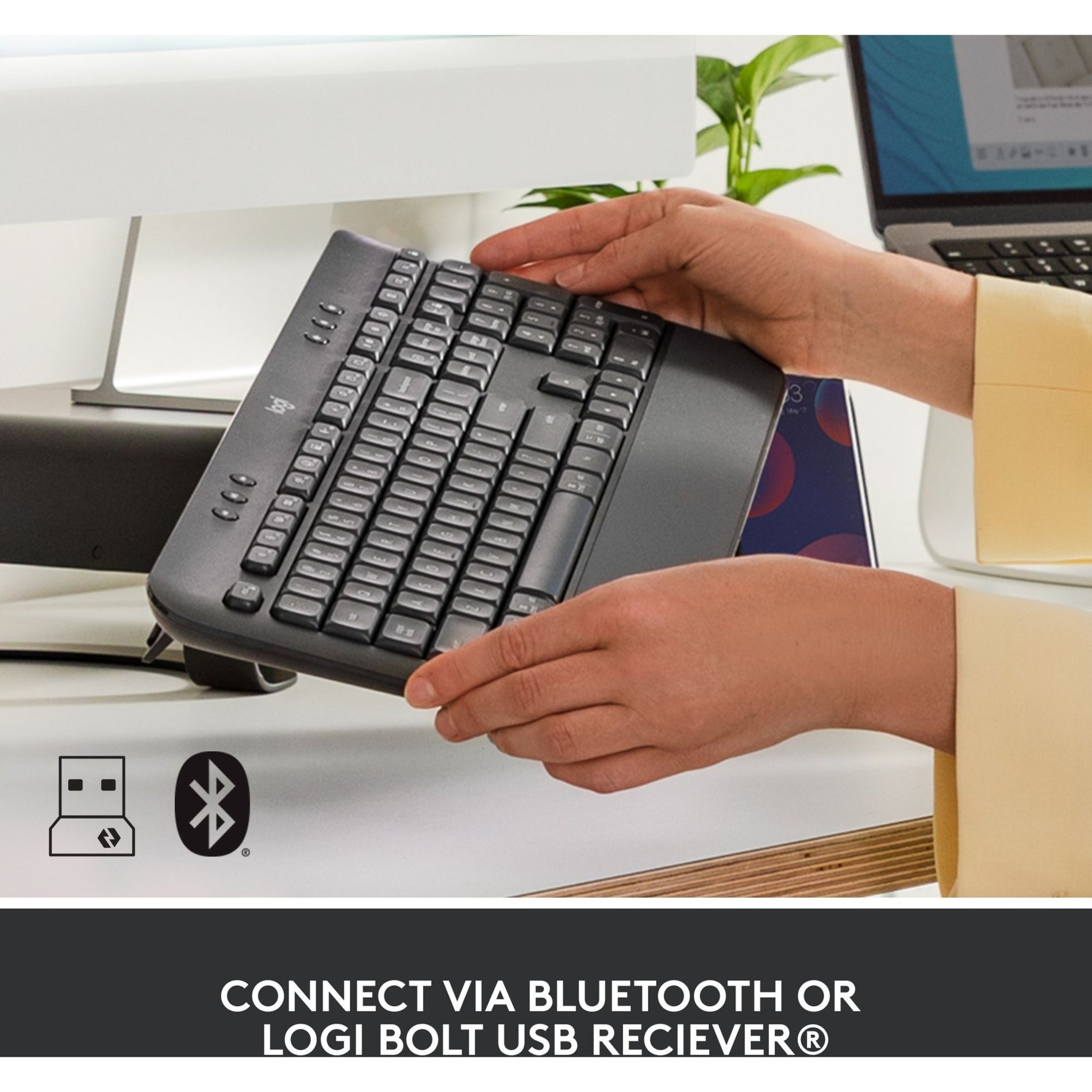 Logitech 920-010908 Signature K650 (Graphite) Wireless Comfort Keyboard, Full-size, Bluetooth/RF, Battery Indicator