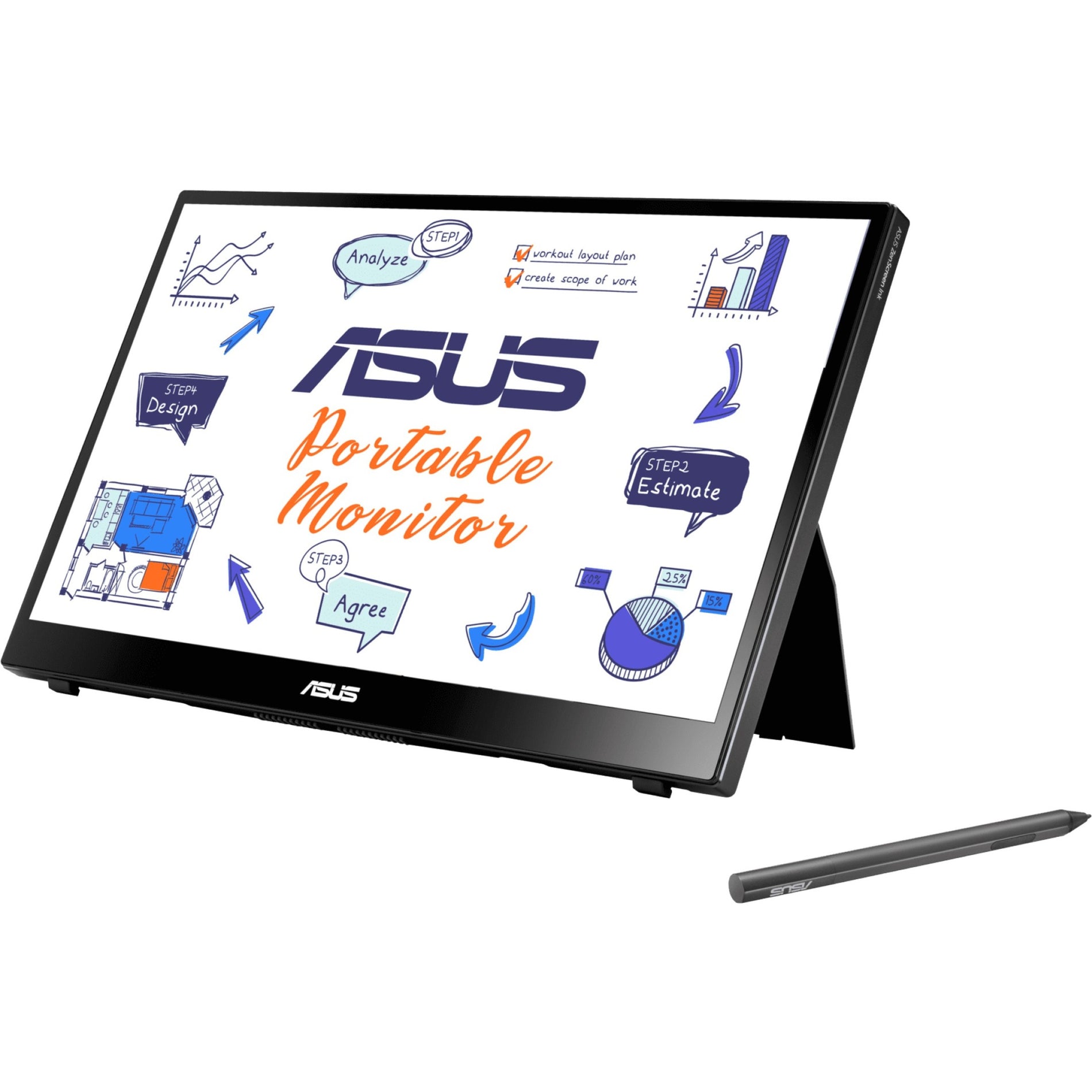 Asus MB14AHD ZenScreen Ink 14" Touchscreen Monitor, Full HD, USB-C, Portable