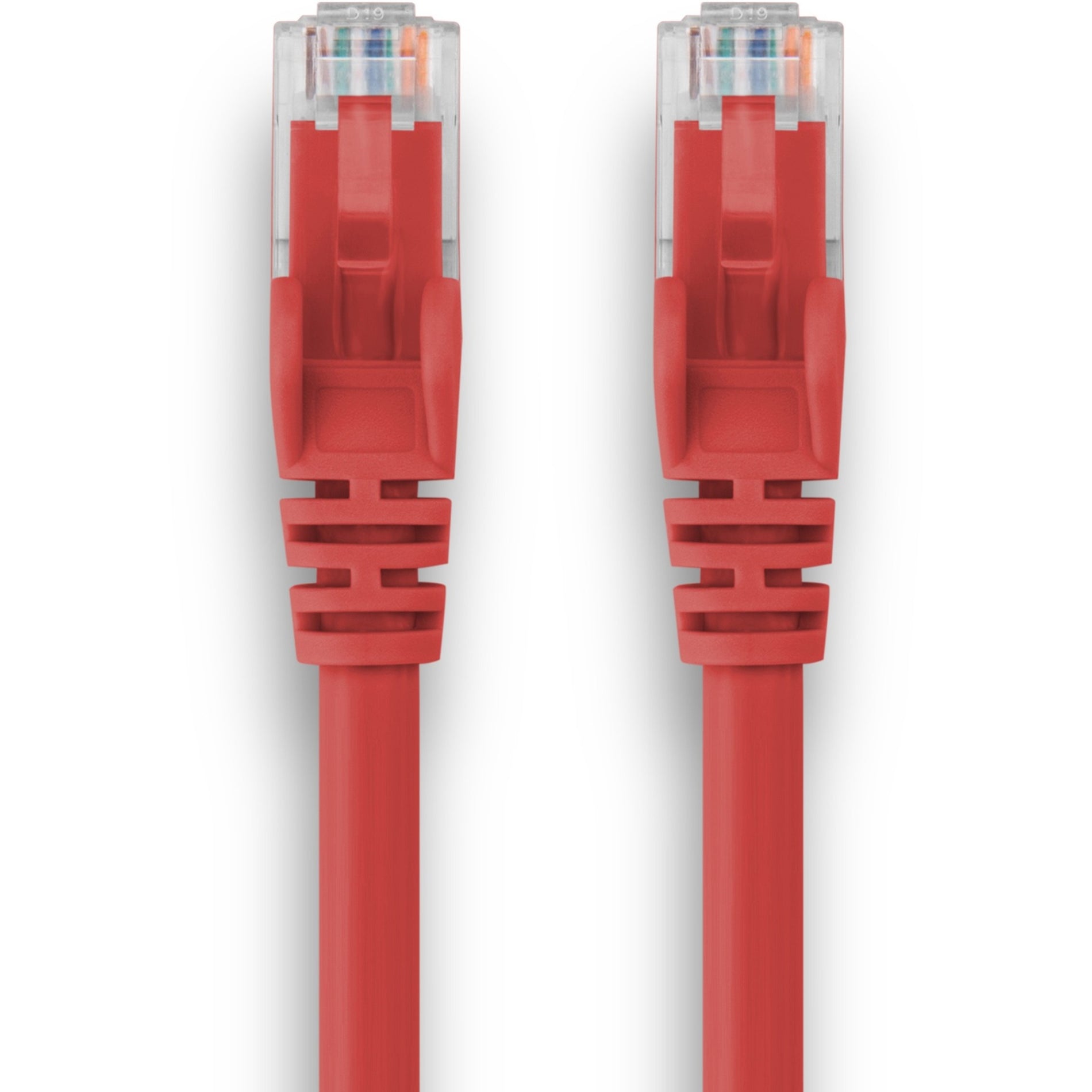 Rocstor Y10C419-RD Cat.6 Network Cable, 15 ft, 10 Gbit/s, PoE, Snagless, Red