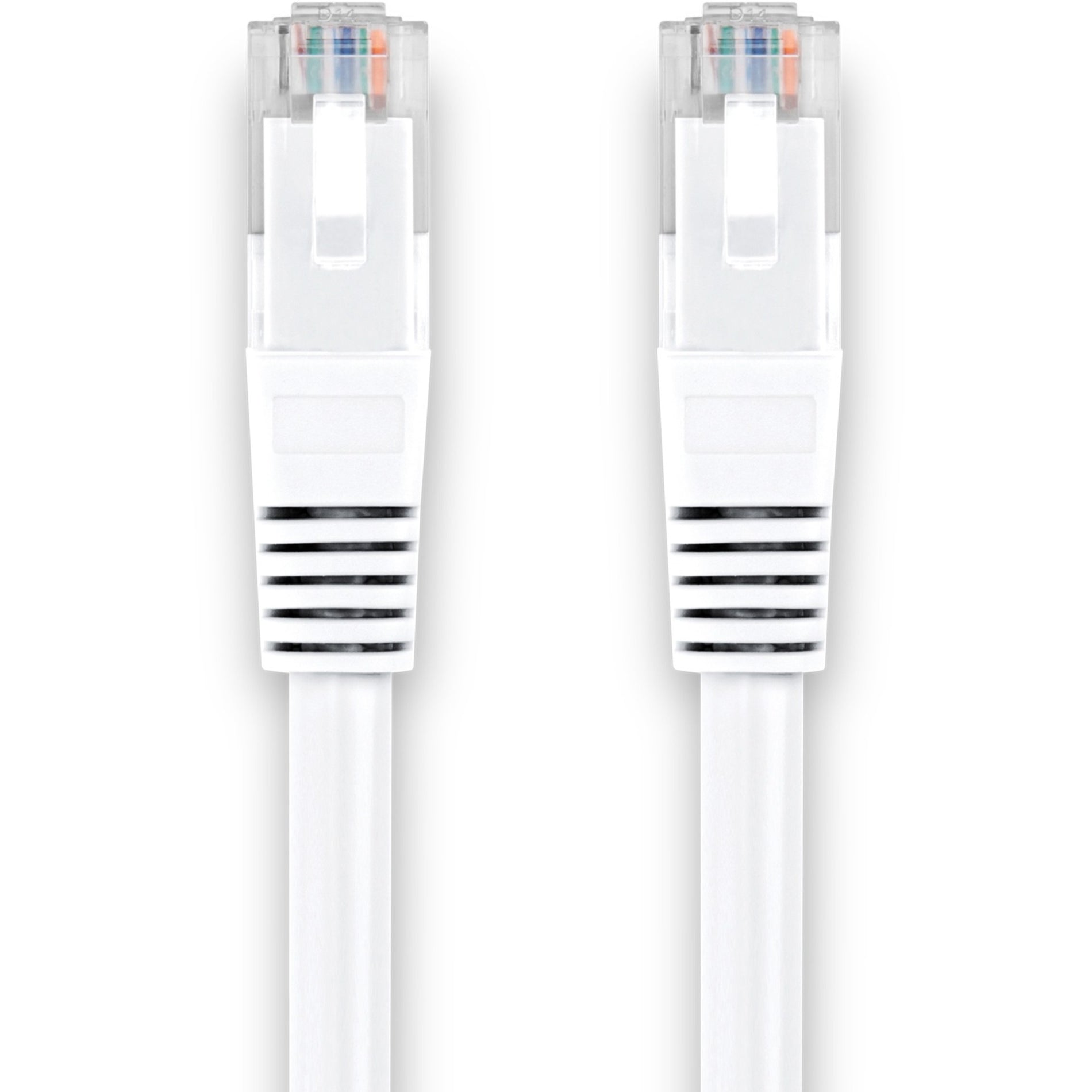 Rocstor Y10C461-WT Cat.6 Network Cable, 50 ft, 10 Gbit/s, PoE, Molded Boot, White
