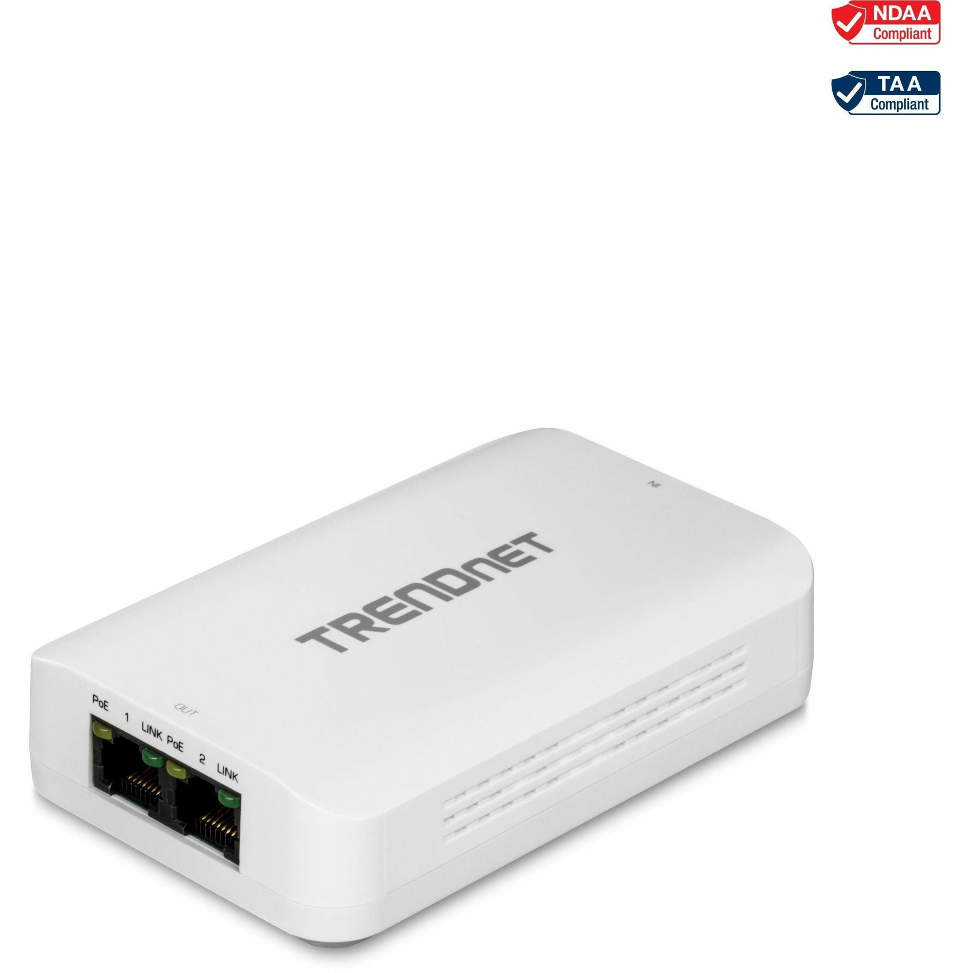 TRENDnet TPE-BE200 2-Port Gigabit PoE++ Extender, Extend PoE+ Connection up to 328 ft.