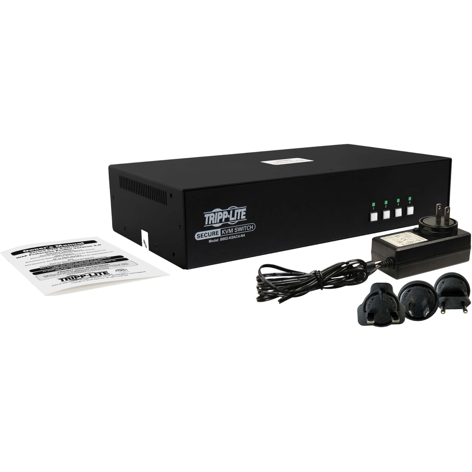 Tripp Lite B002-H2AC4-N4 Secure KVM Switch, 4-Port, Dual Head, HDMI to HDMI, 4K, NIAP PP4.0, Audio, CAC