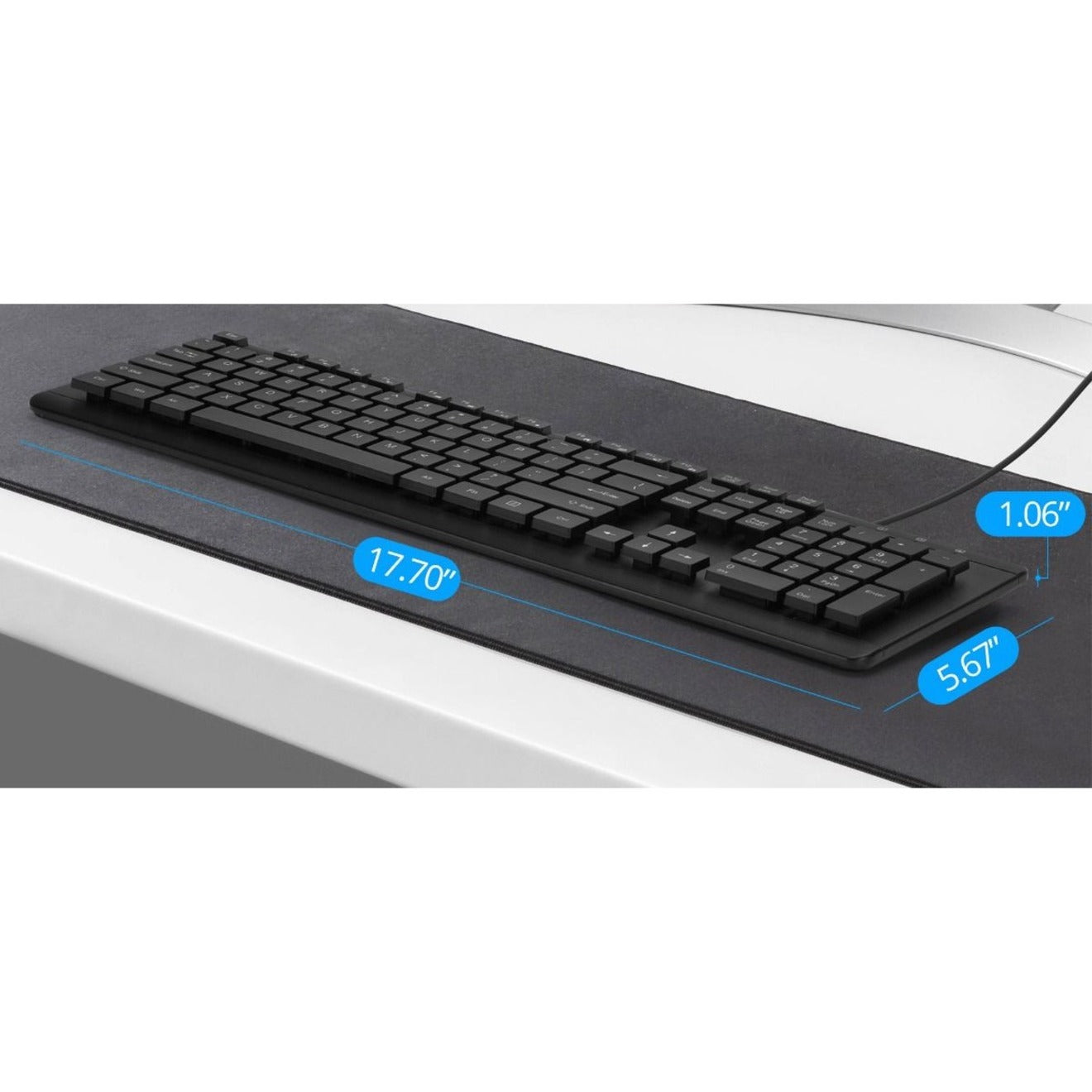 SIIG JK-US0U11-S1 Waterproof & Dustproof USB Multimedia Keyboard, Full-size, Plug and Play, Quiet Keys, Non-slip