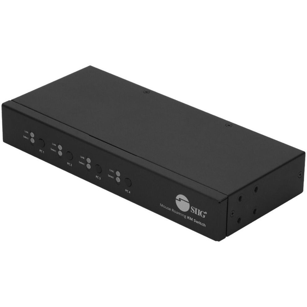 SIIG JU-SW4311-S1 4-Port Roaming KM Switch with USB 2.0 Hub, Plug and Play, TAA Compliant