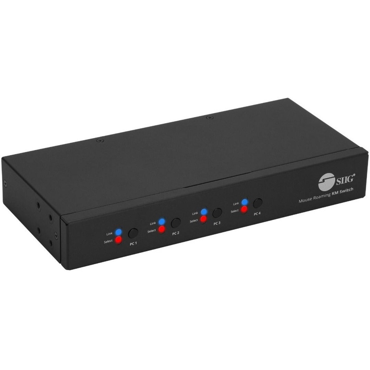 SIIG JU-SW4311-S1 4-Port Roaming KM Switch with USB 2.0 Hub, Plug and Play, TAA Compliant
