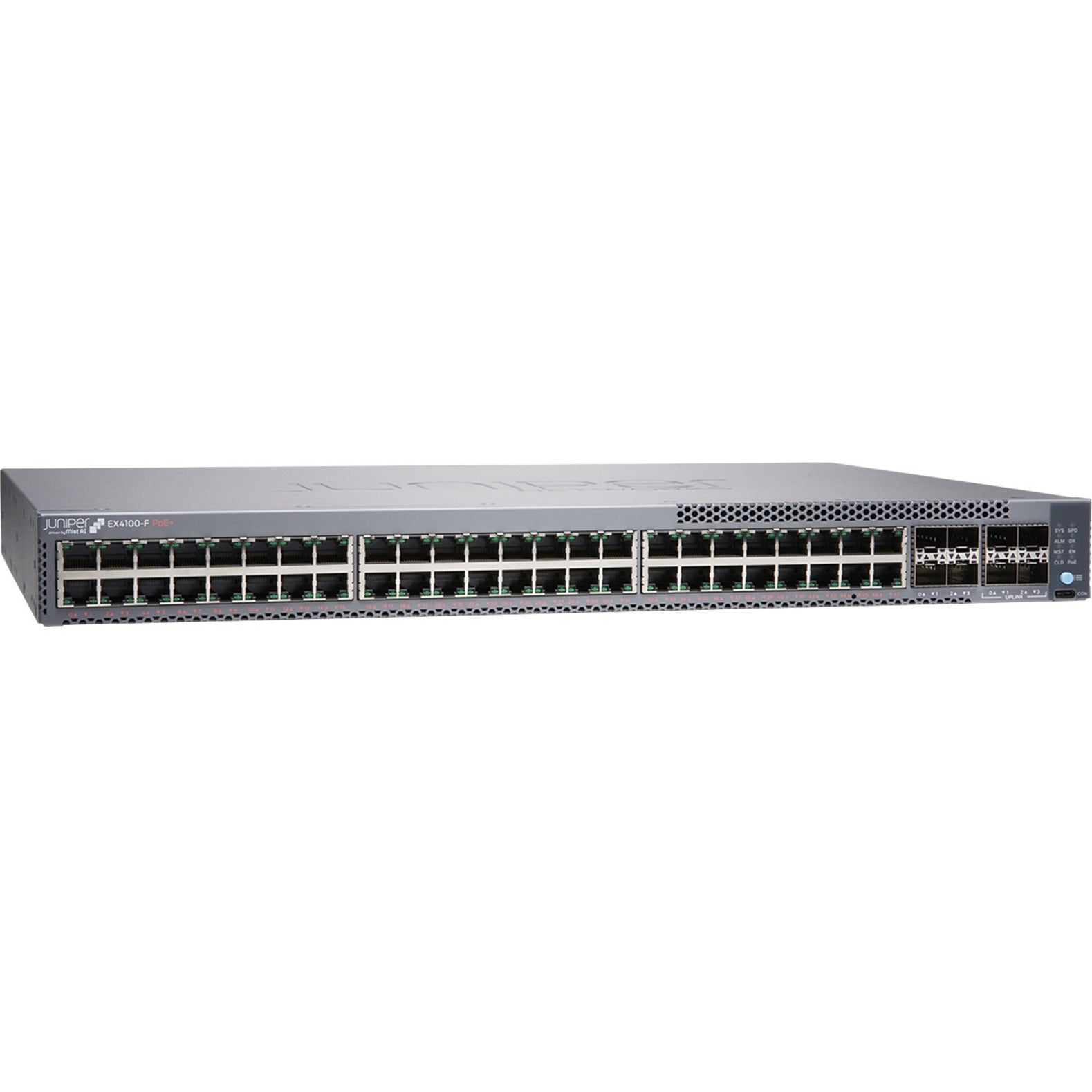 Juniper EX4100-F-48P Ethernet Switch, Gigabit Ethernet, 48 Ports, 10GBase-X, 10/100/1000Base-T, PoE+, 740W PoE Budget