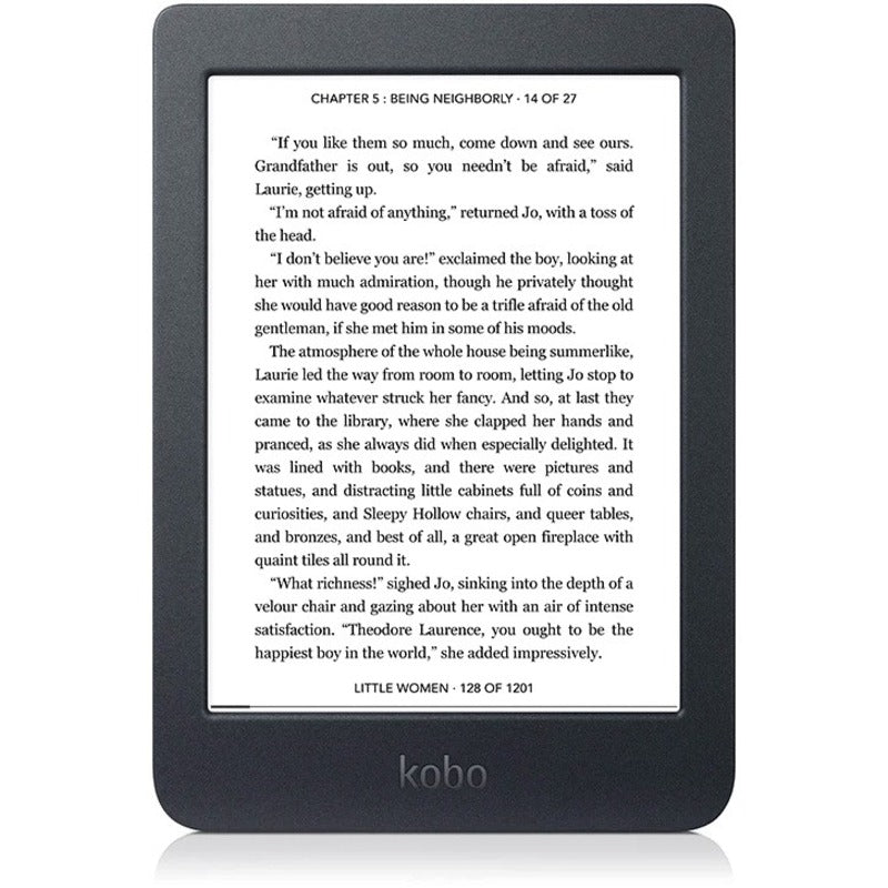 Kobo N306-KU-BK-K-EP Nia Digital Text Reader, 6" Touchscreen, 8GB Storage, Adjustable Font Size, Anti-glare