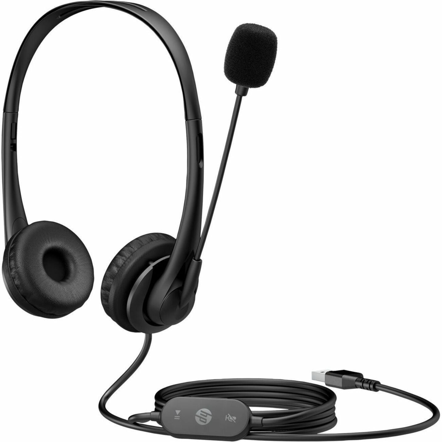HP 428H5AA#ABL Stereo USB Headset G2, Comfortable, Adjustable Strap, Durable, In-Line Volume Control